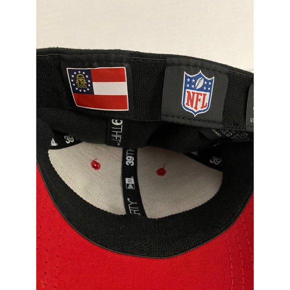 New Era Atlanta Falcons 39Thirty Fitted Hat Medium-Large NFL Draft Black/Red Cap - Picture 11 of 13
